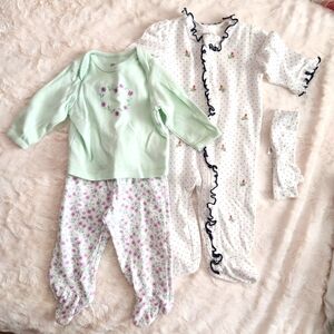 Little Me Pajama Set Bundle, Embroidered Floral, Size 6M